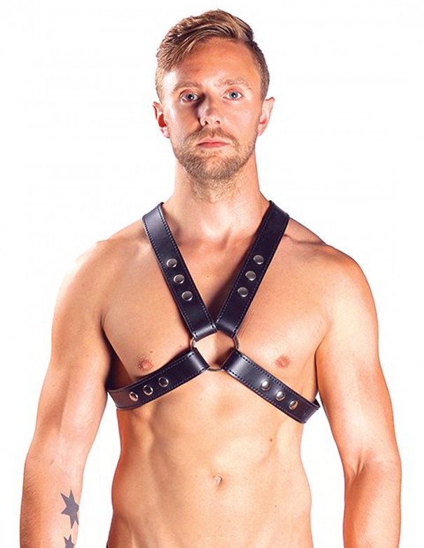 Mister B Leather Top Harness With Snap Studs