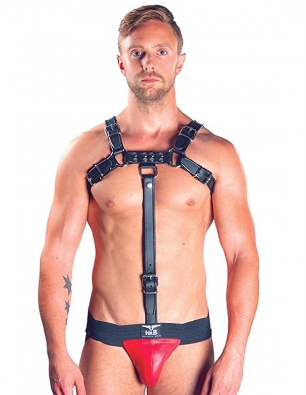 Mister B Leather Chest Harness Extension Strap - Black