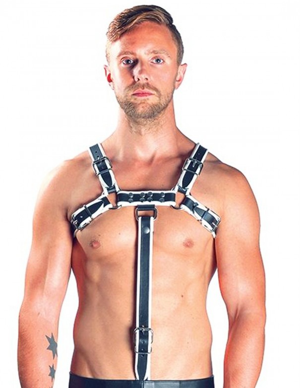Mister B Leather Chest Harness Extension Strap - White