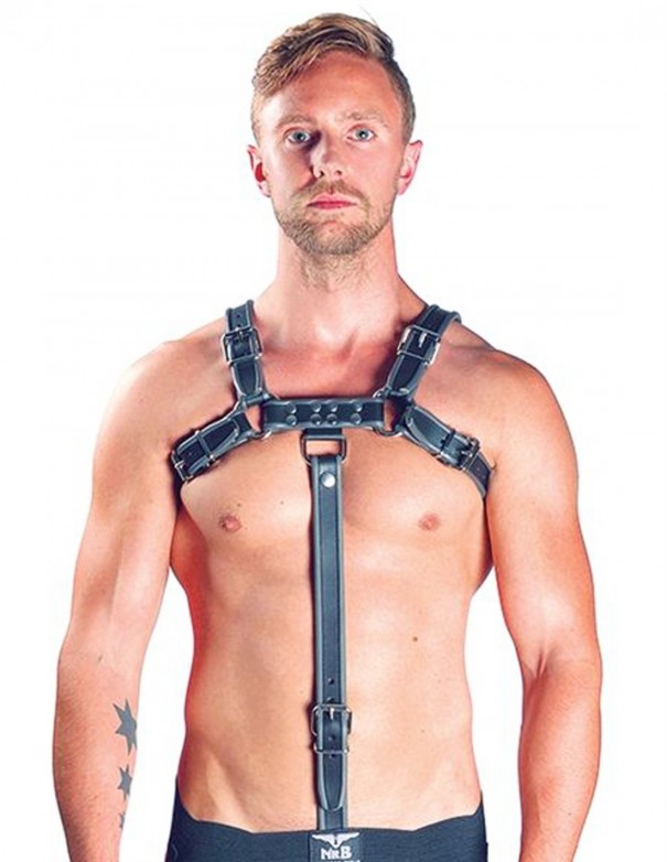 Mister B Leather Chest Harness Extension Strap - Grey