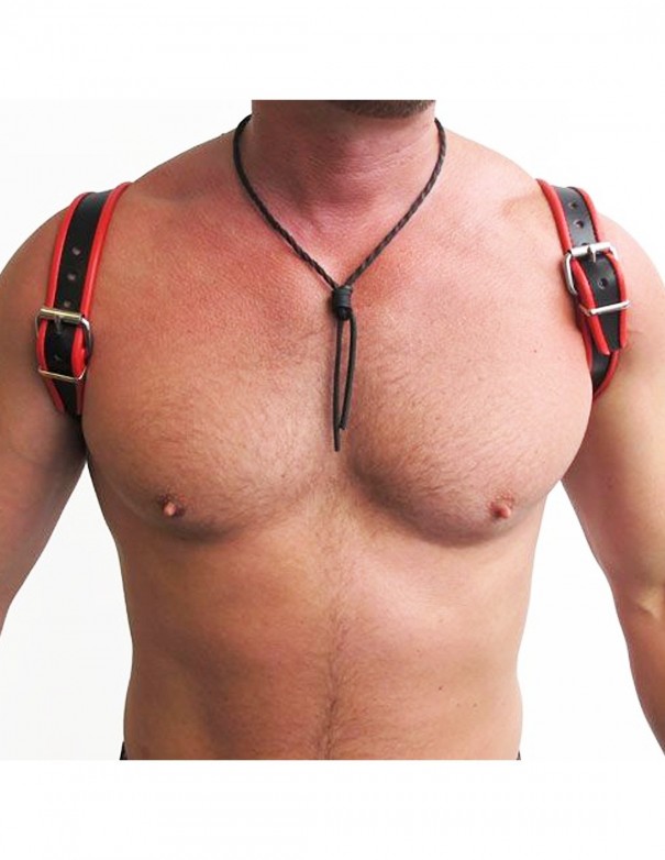 Mister B Leather Halter Harness Black-Red