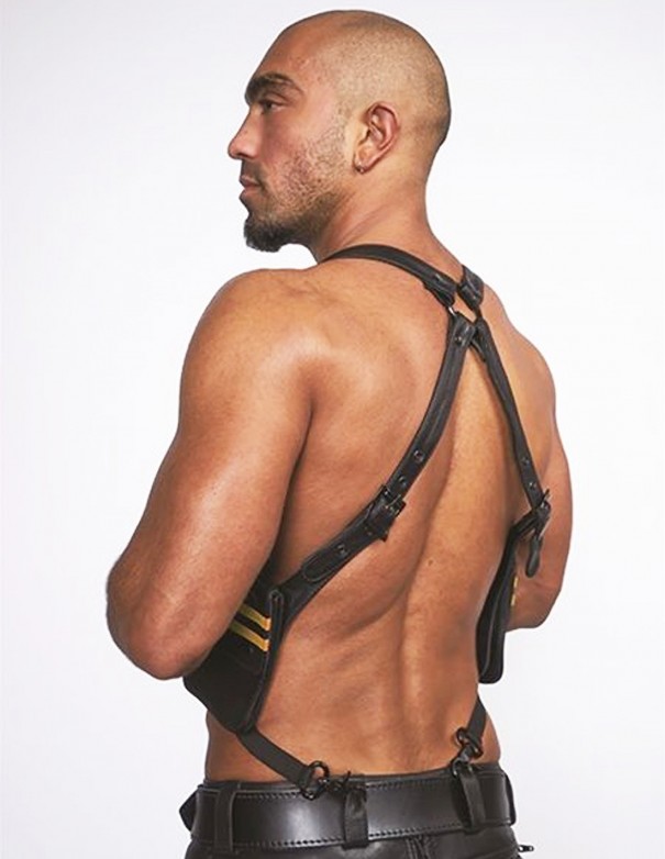 Mister B Leather Wallet Harness Black Yellow