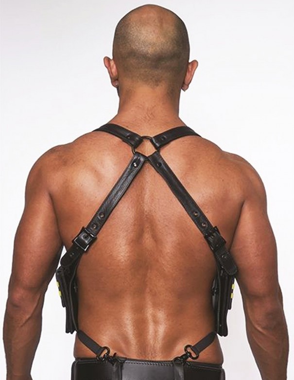 Mister B Leather Wallet Harness Black Yellow