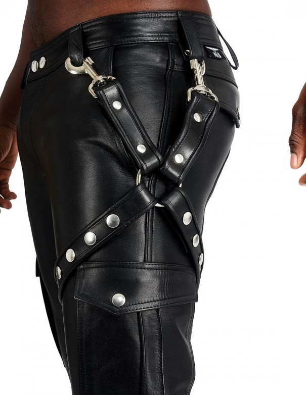 Mister B Leather Leg Harness Black