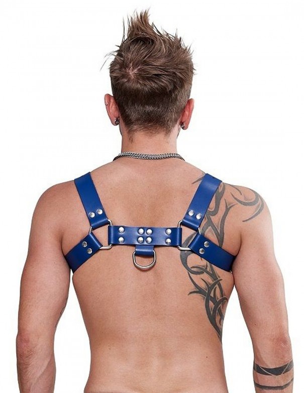 Mister B Leather Chest Harness Saddle Leather Blue