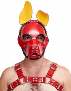 Mister B Leather Shaggy Dog Hood Circuit – Red-Yellow 2