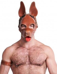 Mister B Leather Shaggy Dog Hood Stitched - Brown 2