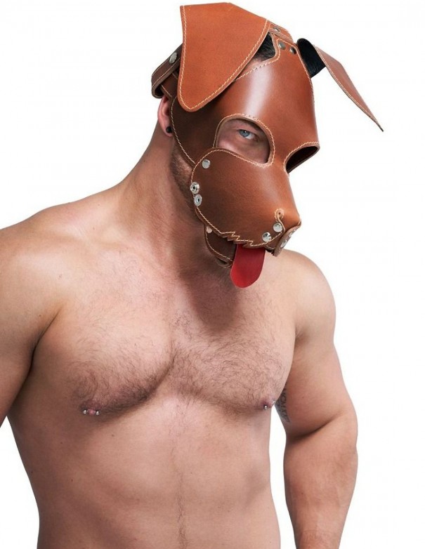 Mister B Leather Floppy Dog Hood Stitched – Brown