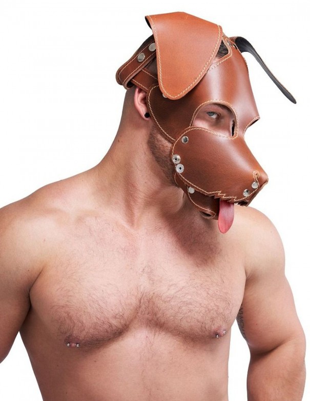 Mister B Leather Floppy Dog Hood Stitched – Brown