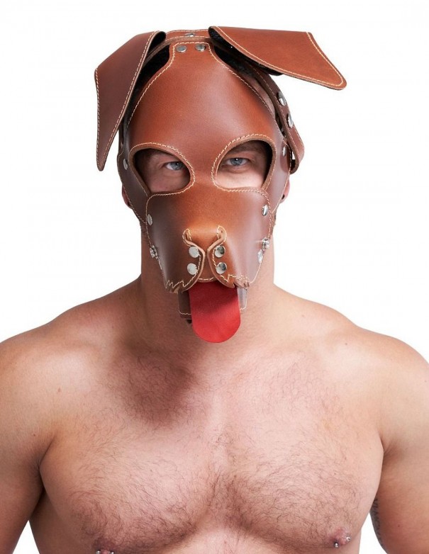 Mister B Leather Floppy Dog Hood Stitched – Brown