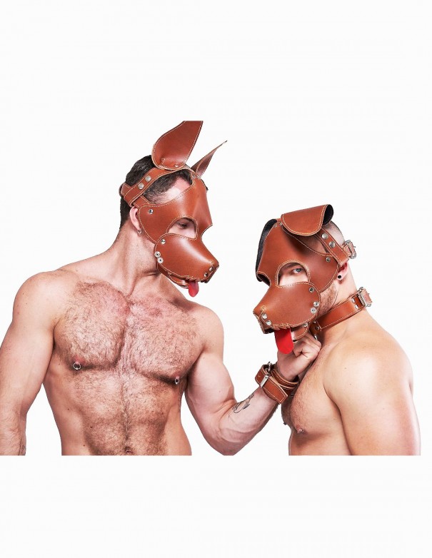 Mister B Leather Floppy Dog Hood Stitched – Brown