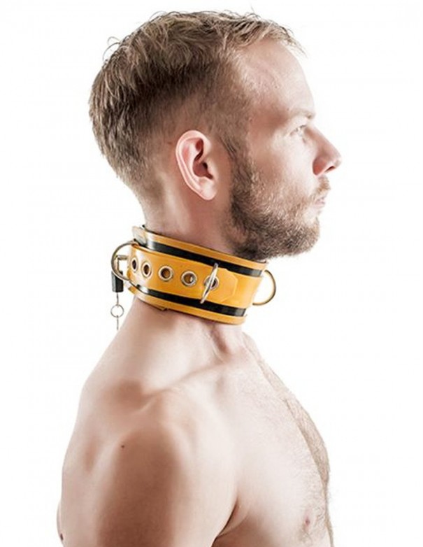 Mister B Rubber Collar Lockable Black Yellow