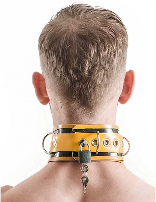 Mister B Rubber Collar Lockable Black Yellow