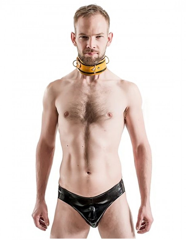 Mister B Rubber Collar Lockable Black Yellow