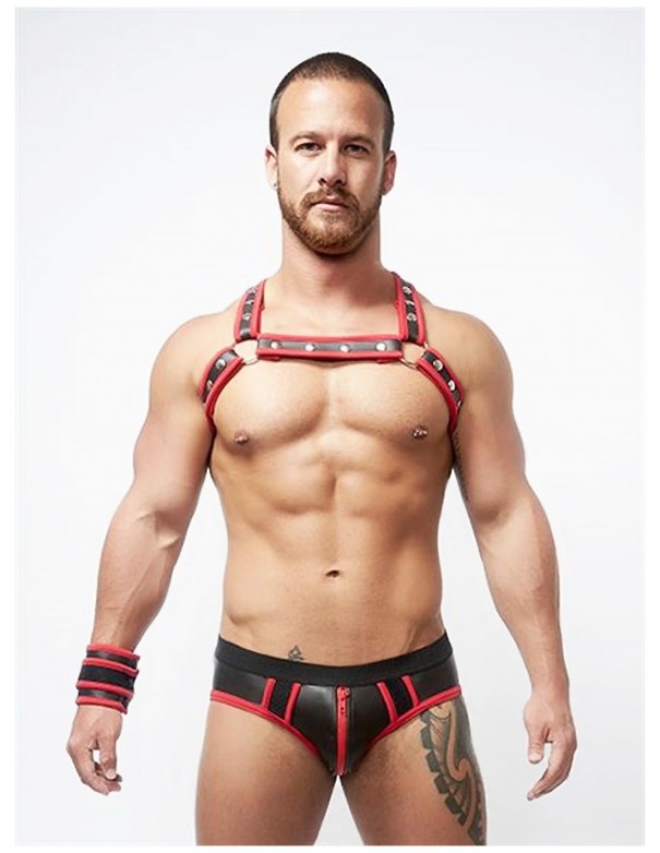 Mister B Neoprene X Back Harness Black Red