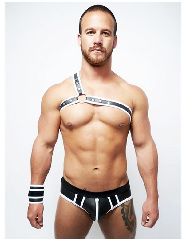 Mister B Neoprene Triangle Harness Black White