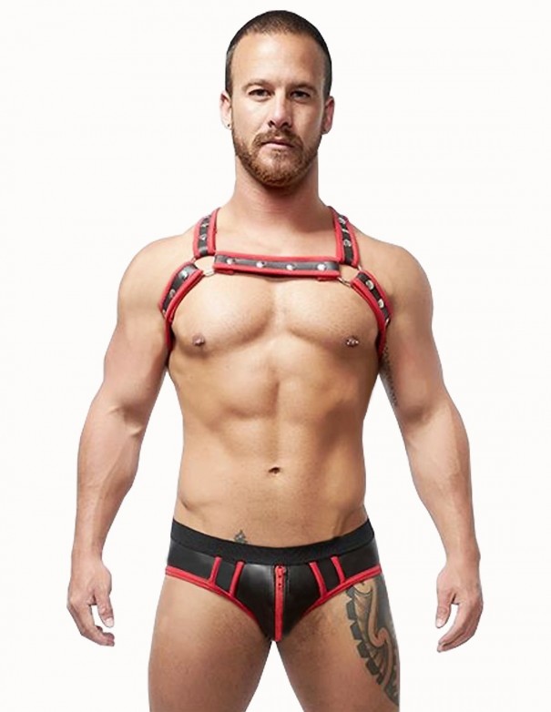 Mister B Neoprene Jock Brief Black Red