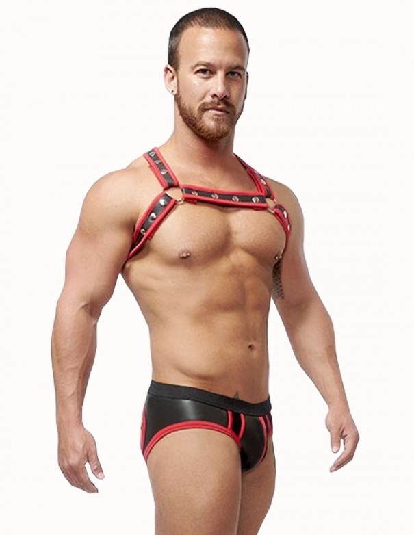 Mister B Neoprene Jock Brief Black Red