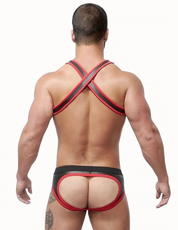 Mister B Neoprene Jock Brief Black Red