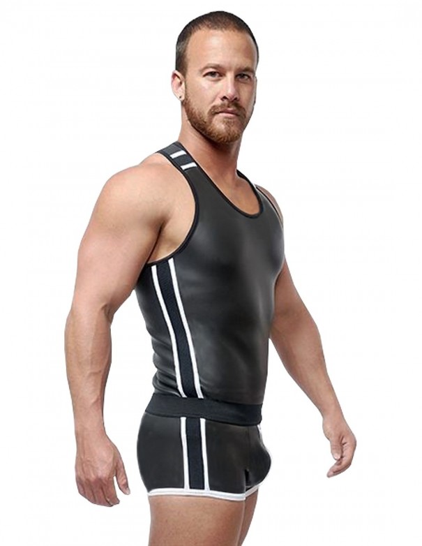 Mister B Neoprene Tank Top Black White