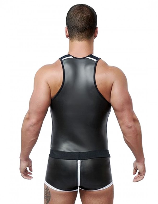 Mister B Neoprene Tank Top Black White