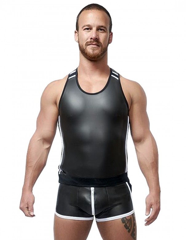 Mister B Neoprene Tank Top Black White
