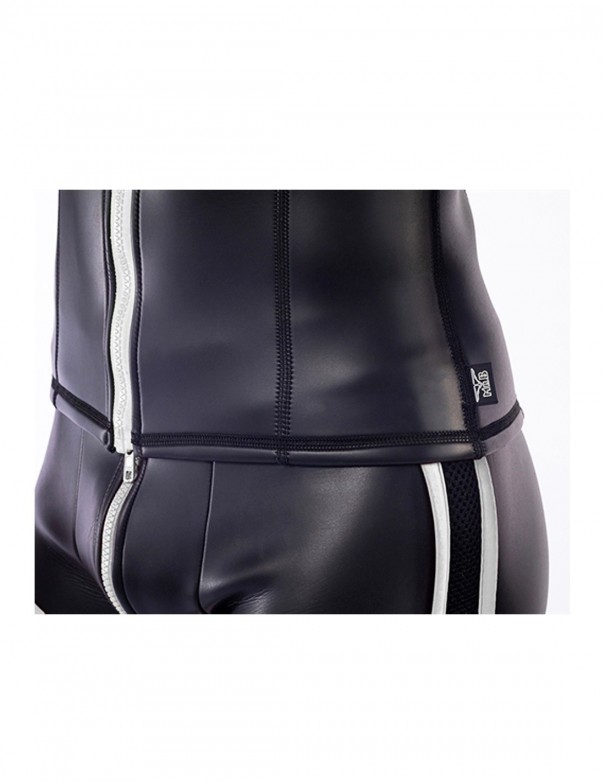 Mister B Neoprene Sleeveless T Zip Black White