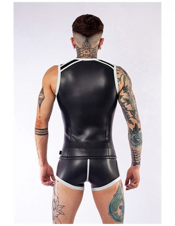 Mister B Neoprene Sleeveless T Zip Black White