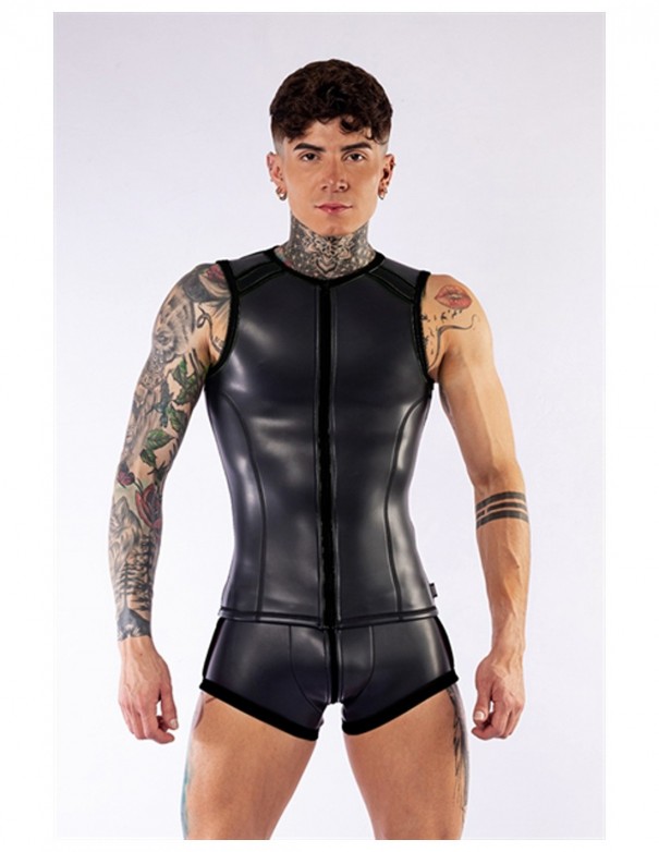 Mister B Neoprene Sleeveless T Zip Black