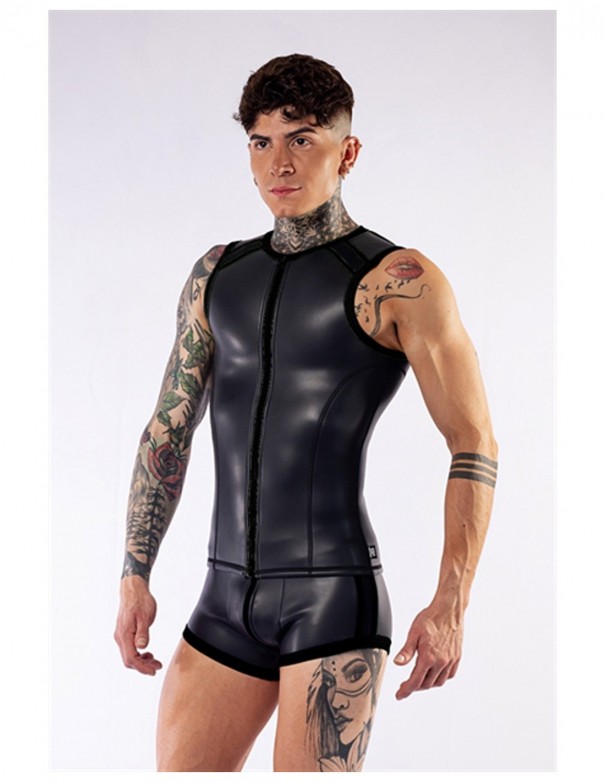 Mister B Neoprene Sleeveless T Zip Black