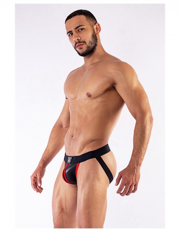 Mister B Neoprene Jockstrap Black Red