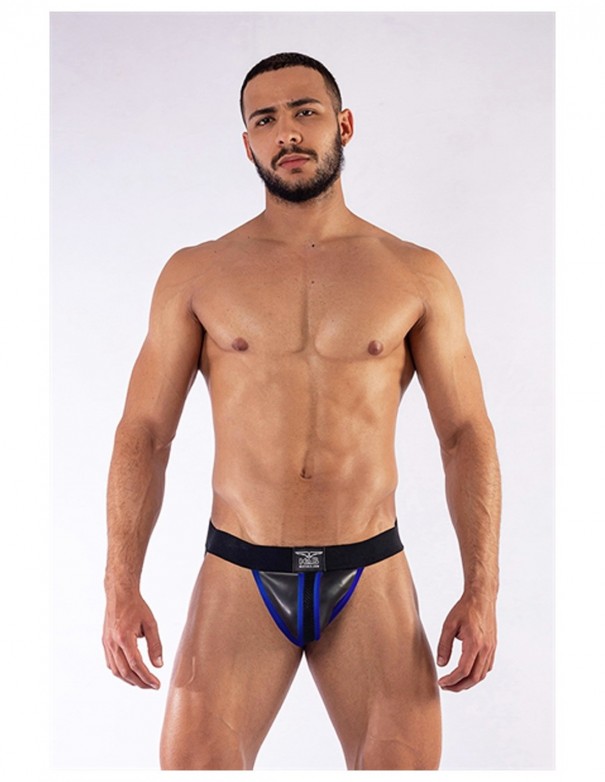 Mister B Neoprene Jockstrap Black Blue