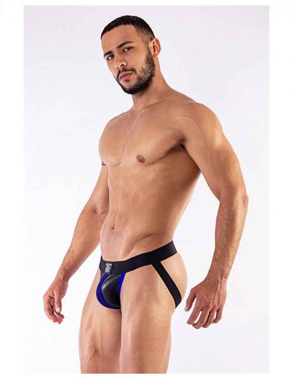 Mister B Neoprene Jockstrap Black Blue