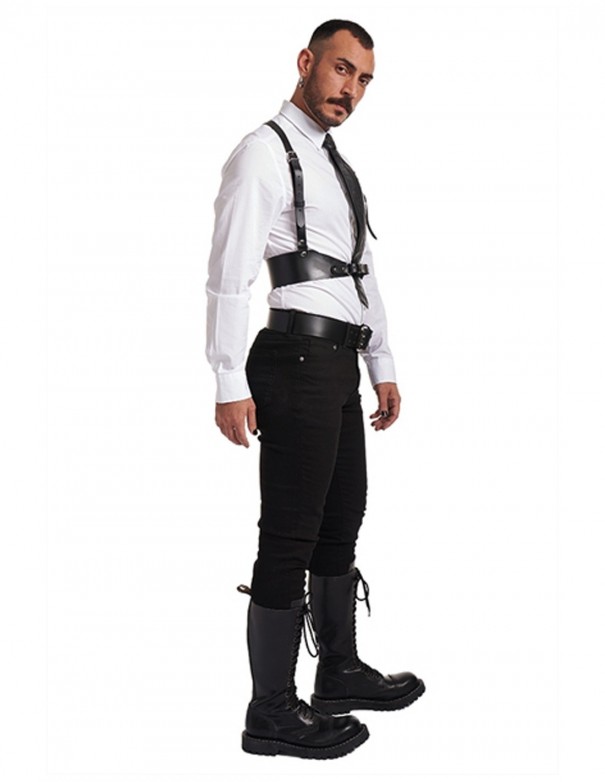 Mister B Serve Leather Statement Harness Black