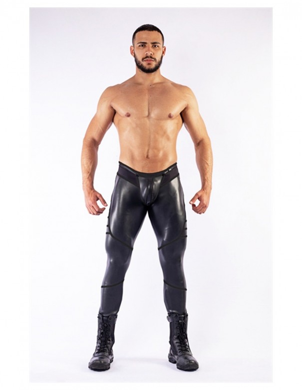 Mister B Neoprene V-Shaped Jeans Open Back Black