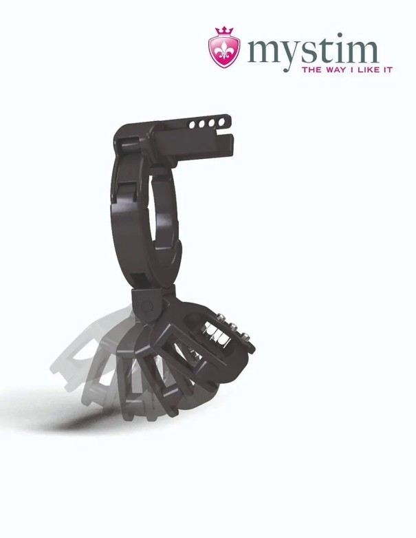 Mystim Pubic Enemy No 3 Electro Cock Cage With Ball Squeezer