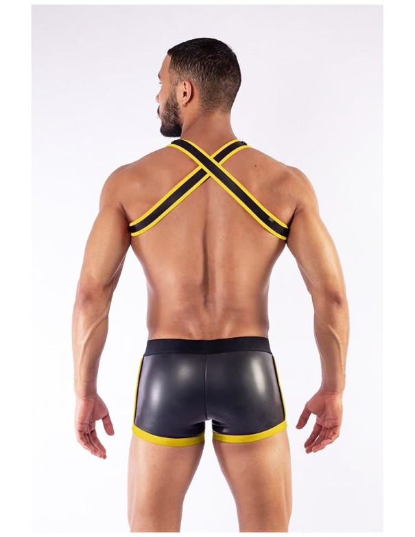 Neoprene etc Mister B Neoprene X Back Harness Black Yellow