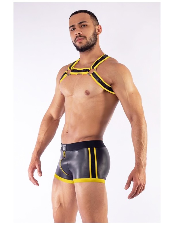 Devilhunk.com|Neoprene etc Mister B Neoprene X Back Harness Black Yellow