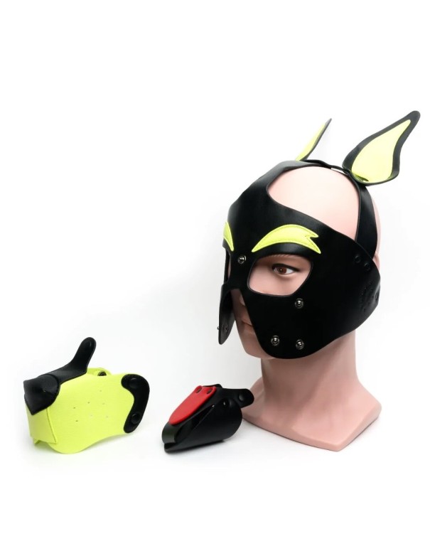 665 Playful Pup Hood Black/Yellow
