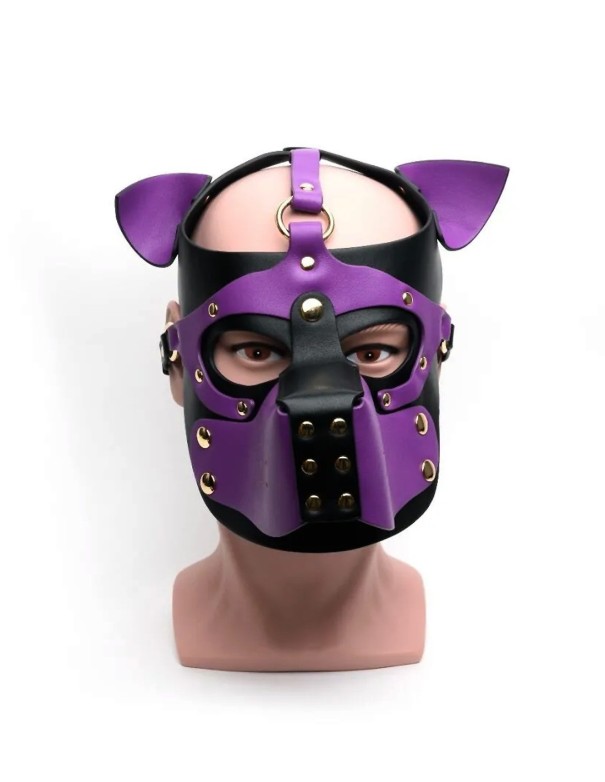 Devilhunk.com|665 Bondage Pup Hood Black/Purple