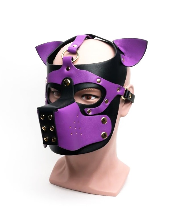 665 Bondage Pup Hood Black/Purple
