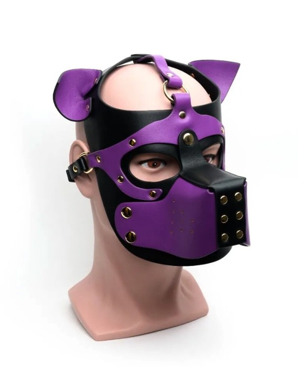 665 Bondage Pup Hood Black/Purple