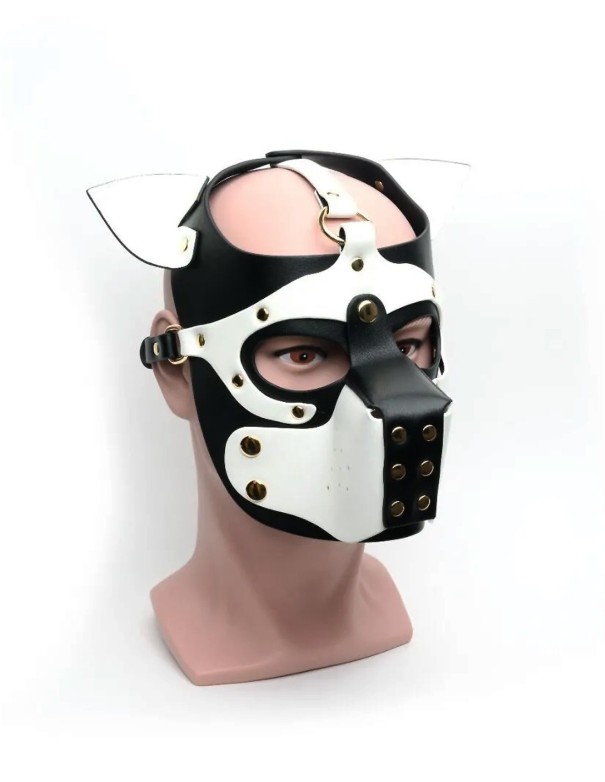 665 Bondage Pup Hood Black/White