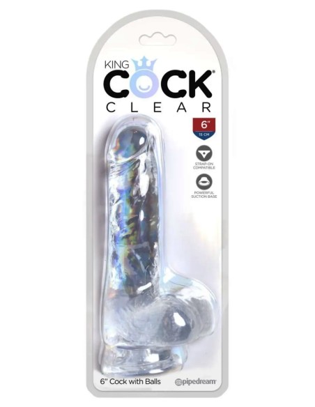 King Cock 6 Inch with Balls (15 cm) - Clear