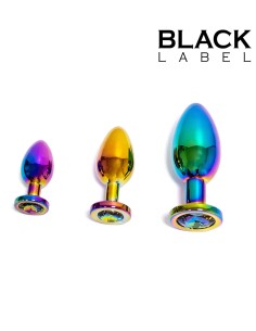 Rainbow Metal Jewelled Buttplug L 2